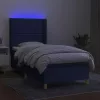  kék szövet rugós és LED-es ágy matraccal 90x190 cm