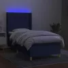  kék szövet rugós és LED-es ágy matraccal 90x190 cm