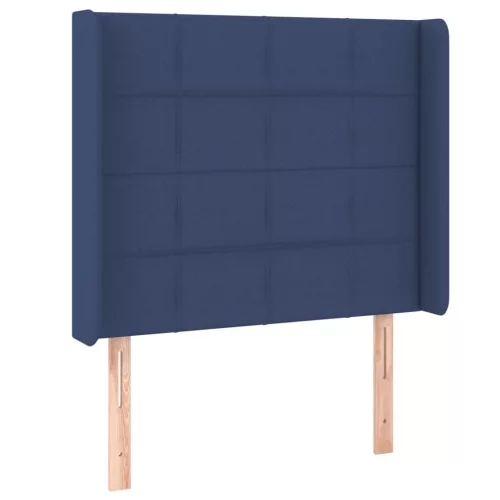  kék szövet rugós és LED-es ágy matraccal 90x190 cm