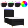  fekete szövet rugós és LED-es ágy matraccal 90x190 cm