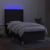  fekete szövet rugós és LED-es ágy matraccal 90x190 cm
