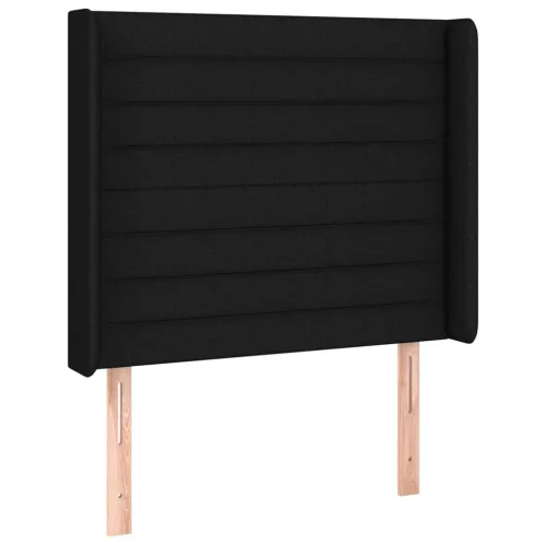  fekete szövet rugós és LED-es ágy matraccal 90x190 cm