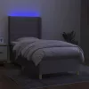  világosszürke szövet rugós és LED-es ágy matraccal 90x200 cm