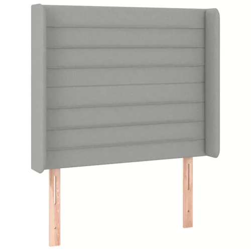  világosszürke szövet rugós és LED-es ágy matraccal 90x200 cm