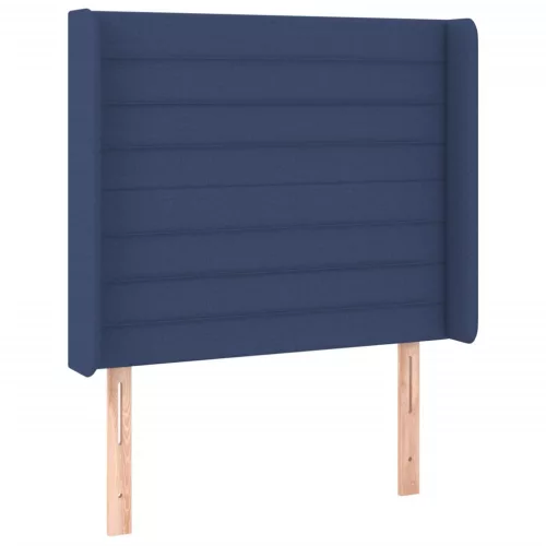  kék szövet rugós és LED-es ágy matraccal 100x200 cm