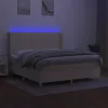 krémszínű szövet rugós és LED-es ágy matraccal 180 x 200 cm