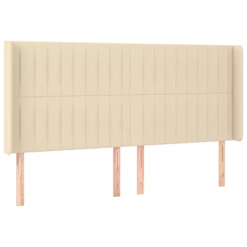  krémszínű szövet rugós és LED-es ágy matraccal 180 x 200 cm