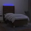  barna szövet rugós és LED-es ágy matraccal 90x190 cm