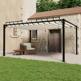    krémszínű szövet és alumínium pavilon lamellás tetővel 3 x 4 m