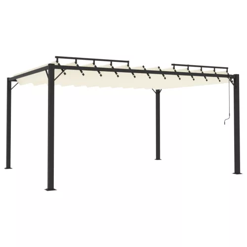  krémszínű szövet és alumínium pavilon lamellás tetővel 3 x 4 m