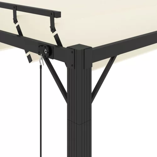  krémszínű szövet és alumínium pavilon lamellás tetővel 3 x 4 m