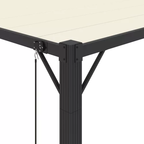  krémszínű szövet és alumínium pavilon lamellás tetővel 3 x 4 m