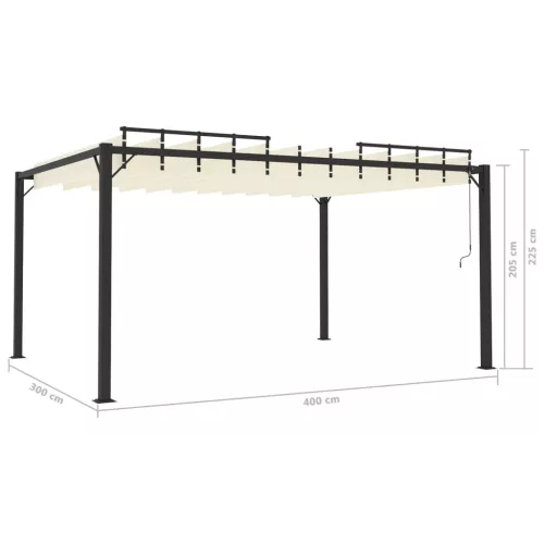  krémszínű szövet és alumínium pavilon lamellás tetővel 3 x 4 m