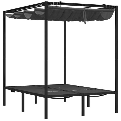  antracitszürke dupla napozóágy oldalsó és felső függönnyel