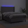  szürke műbőr rugós ágy matraccal és LED-del 140x200 cm