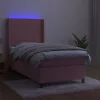  rózsaszín bársony rugós és LED-es ágy matraccal 100x200 cm