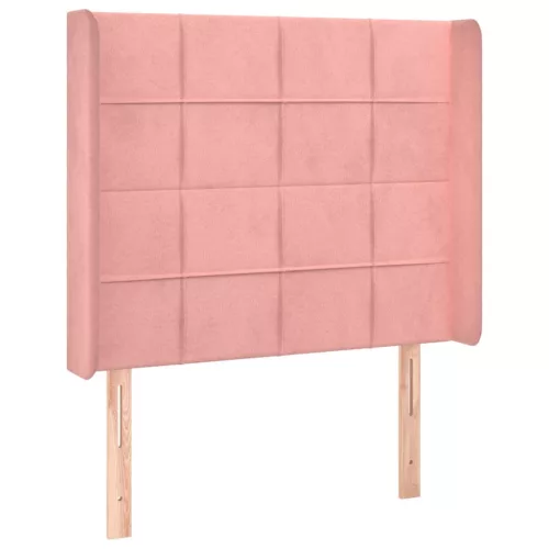  rózsaszín bársony rugós és LED-es ágy matraccal 100x200 cm