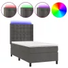  sötétszürke bársony rugós és LED-es ágy matraccal 100x200 cm
