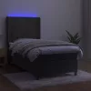  sötétszürke bársony rugós és LED-es ágy matraccal 100x200 cm
