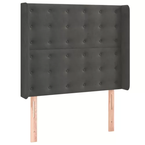  sötétszürke bársony rugós és LED-es ágy matraccal 100x200 cm