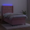  rózsaszín bársony rugós és LED-es ágy matraccal 100x200 cm