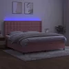  rózsaszín bársony rugós és LED-es ágy matraccal 200x200 cm