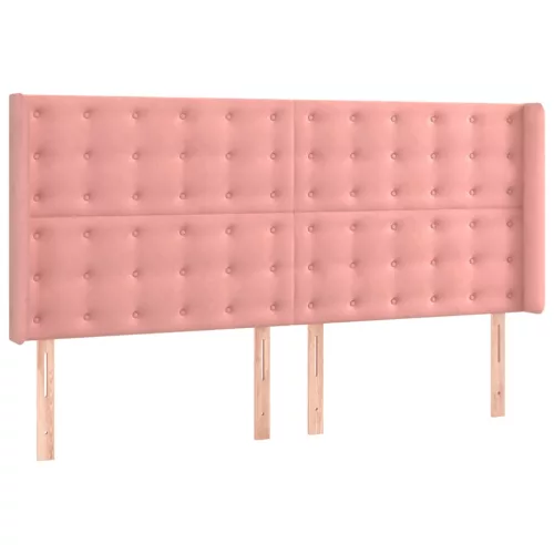  rózsaszín bársony rugós és LED-es ágy matraccal 200x200 cm