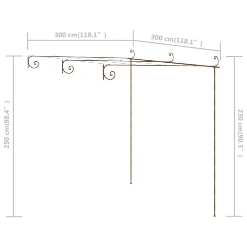  antik barna vas kerti pergola 3 x 3 x 2,5 m 