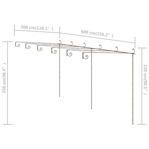  antik barna vas kerti pergola 6 x 3 x 2,5 m 