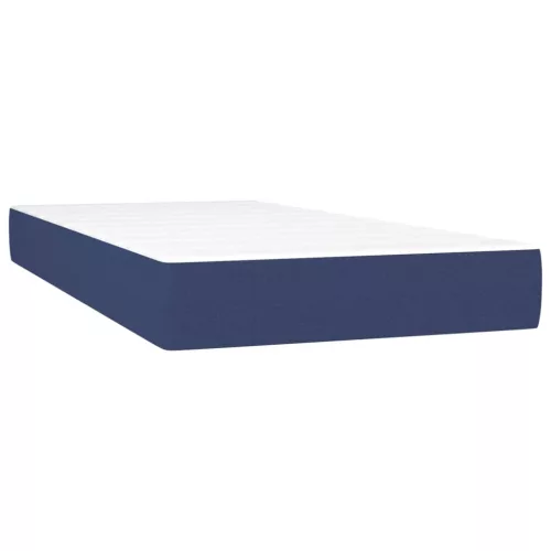  kék szövet rugós ágy matraccal 90 x 190 cm