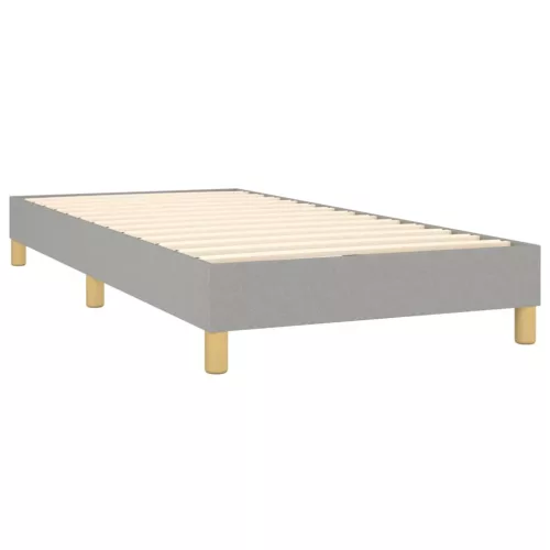  világosszürke szövet rugós ágy matraccal 90x190 cm