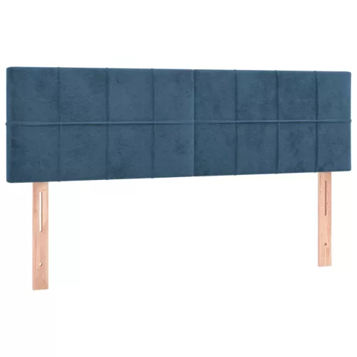  sötétkék bársony rugós ágy matraccal 140x190 cm