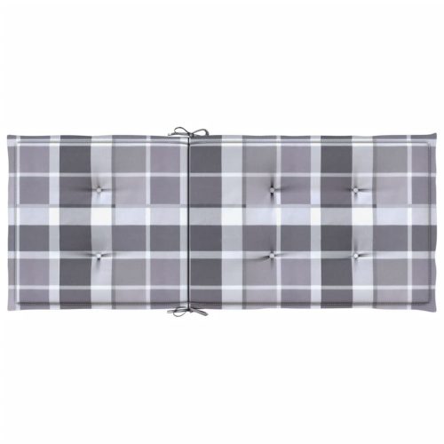  6 db szürke kockás szövet magas háttámlájú székpárna 120x50x3cm