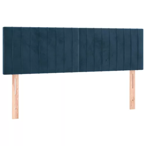  sötétkék bársony rugós ágy matraccal 140x190 cm
