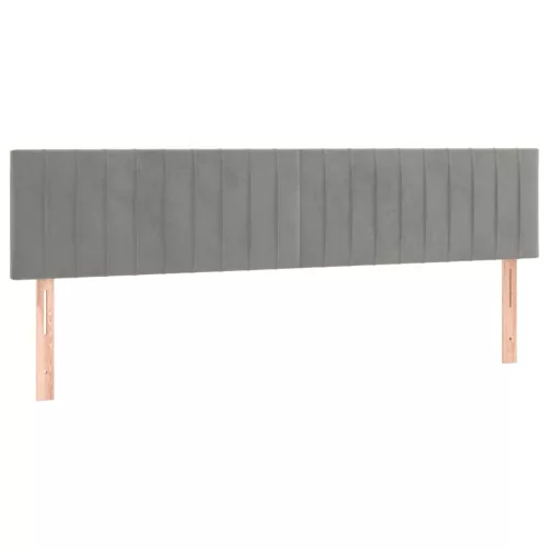  világosszürke bársony rugós ágy matraccal 200x200 cm