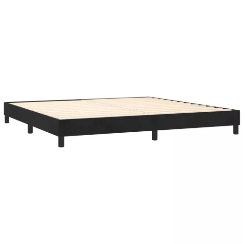  fekete bársony rugós ágy matraccal 200x200 cm