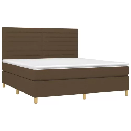  sötétbarna szövet rugós ágy matraccal 160 x 200 cm
