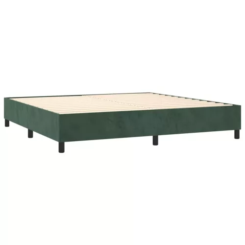  sötétzöld bársony rugós ágy matraccal 200x200 cm