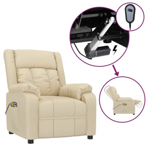  krémszínű szövet elektromos masszázsfotel