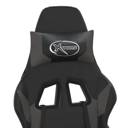  fekete és szürke műbőr játékszék lábtartóval