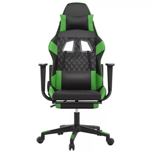  fekete és zöld műbőr játékszék lábtartóval