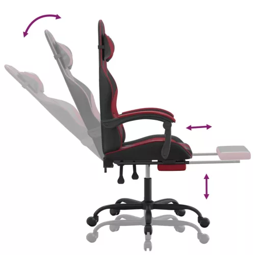  fekete és bordó műbőr játékszék lábtartóval