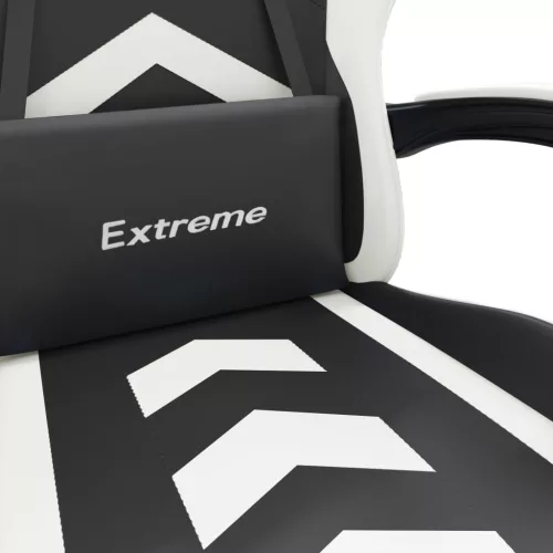  fekete és fehér műbőr játékszék lábtartóval