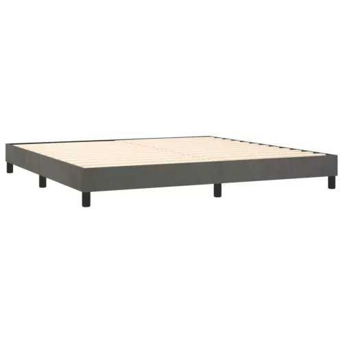  sötétszürke bársony rugós ágy matraccal 200x200 cm