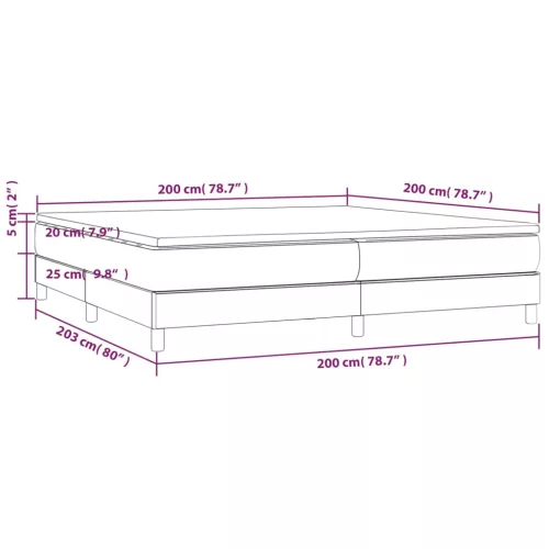  sötétszürke bársony rugós ágy matraccal 200x200 cm