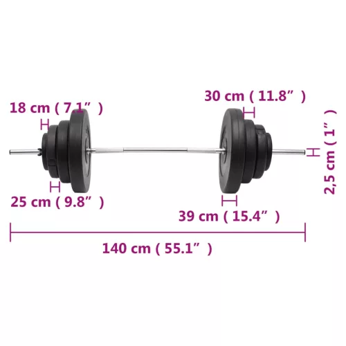  súlyzórúd súlytárcsákkal 60 kg