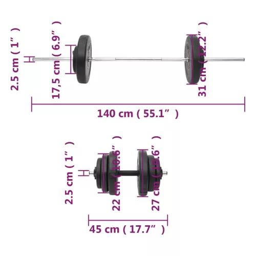 egykezes és kétkezes súlyzók súlytárcsákkal 60 kg