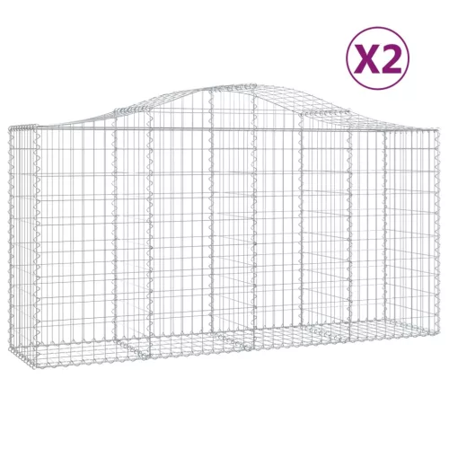  2 db íves horganyzott vas gabion kosár 200 x 50 x 100/120 cm