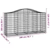  2 db íves horganyzott vas gabion kosár 200 x 50 x 100/120 cm