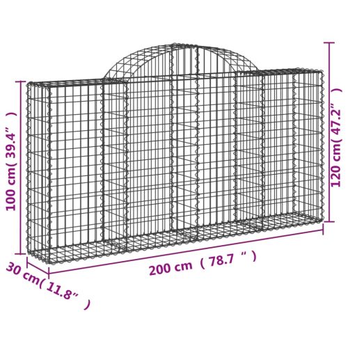  2 db íves horganyzott vas gabion kosár 200x30x100/120 cm